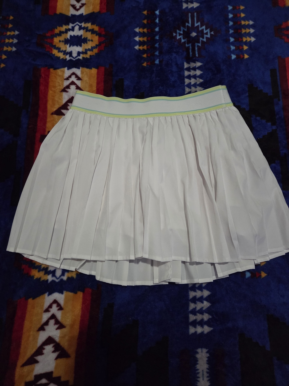 tek gear White Pleated Skirt with Lime-Trim Waistband